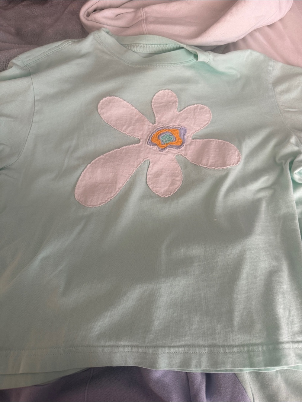 Nike Kids Mint Green Short Sleeve Tee with White Flower Applique